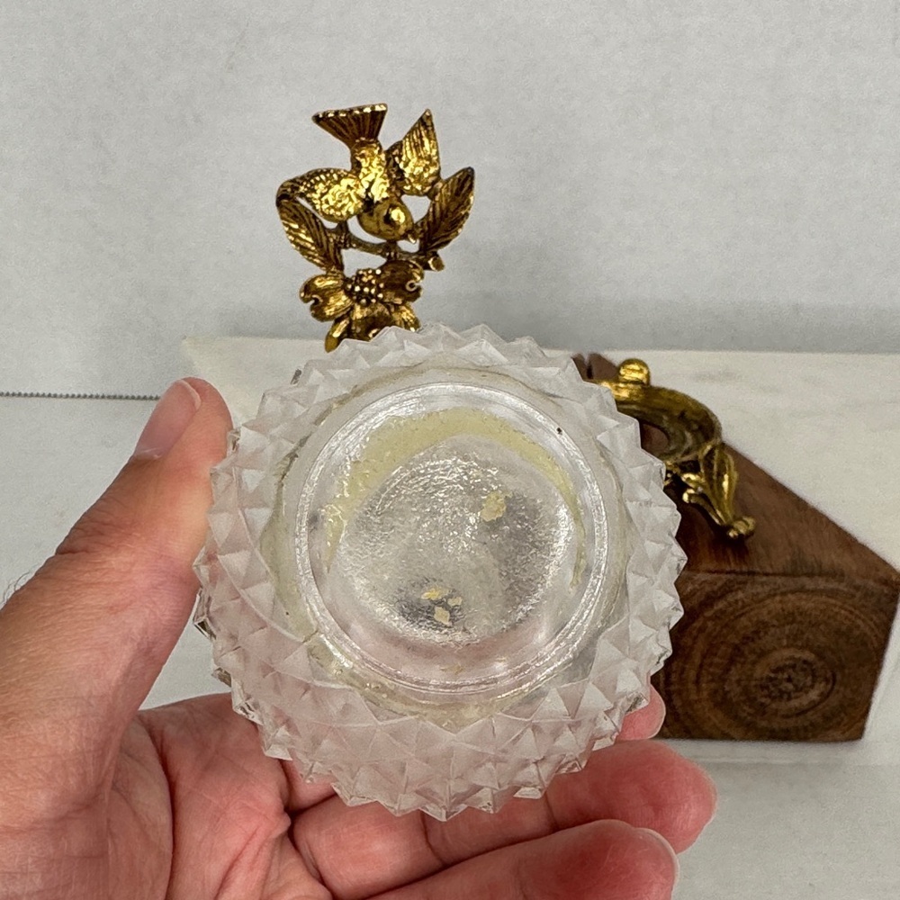 Vintage Matson Gold Ormolu Hummingbird Perfume Bottle w/ Dauber - Picture 8 of 9